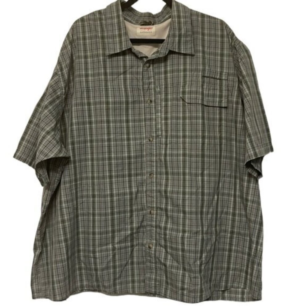 Men's Wrangler Plaid Short Sleeve Button Down Shirt Size 4XL GUC #4302